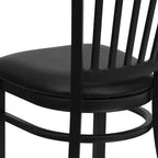 Chaise de restaurant en métal noir à dossier vertical Flash Furniture