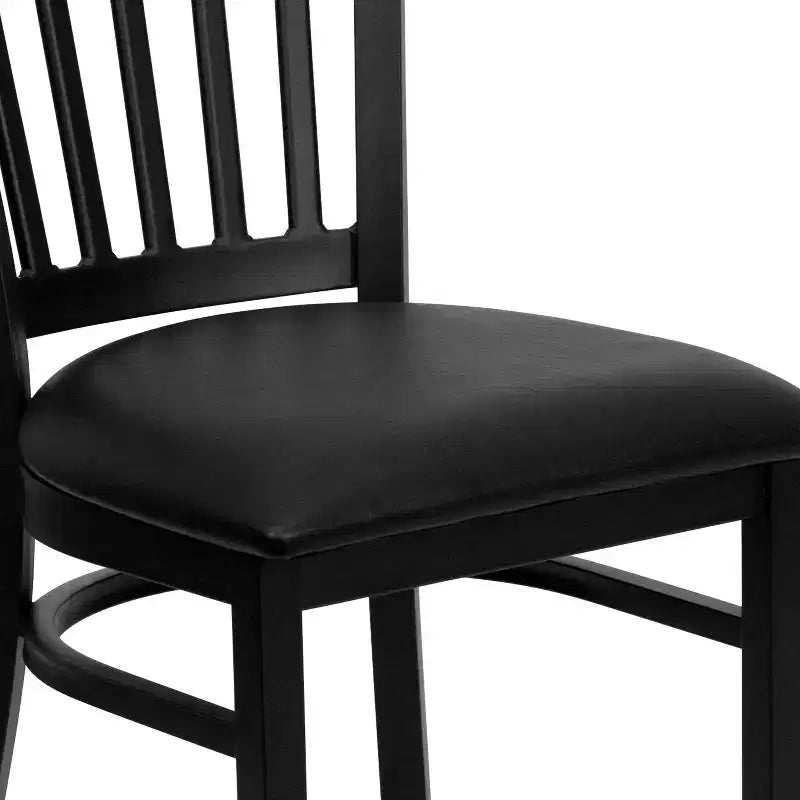 Chaise de restaurant en métal noir à dossier vertical Flash Furniture