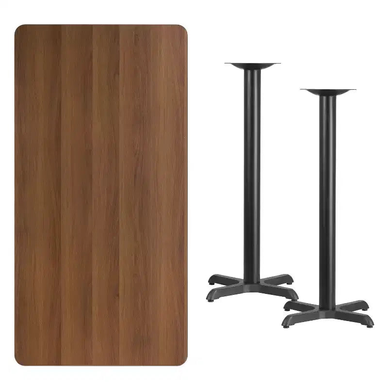 Flash Furniture Plateau de table rectangulaire en stratifié 30'' x 60'' avec bases de table de hauteur bar 22'' x 22''