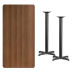 Flash Furniture Plateau de table rectangulaire en stratifié 30'' x 60'' avec bases de table de hauteur bar 22'' x 22''