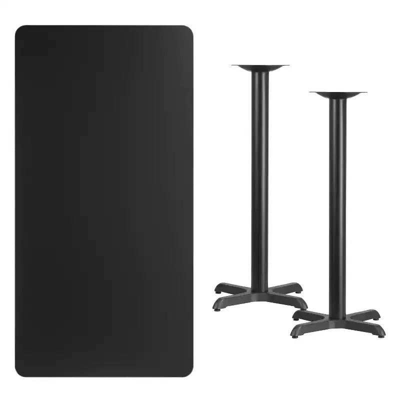 Flash Furniture Plateau de table rectangulaire en stratifié 30'' x 60'' avec bases de table de hauteur bar 22'' x 22''