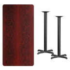 Flash Furniture Plateau de table rectangulaire en stratifié 30'' x 60'' avec bases de table de hauteur bar 22'' x 22''