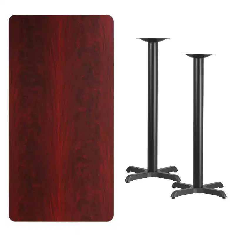 Flash Furniture Plateau de table rectangulaire en stratifié 30'' x 60'' avec bases de table de hauteur bar 22'' x 22''