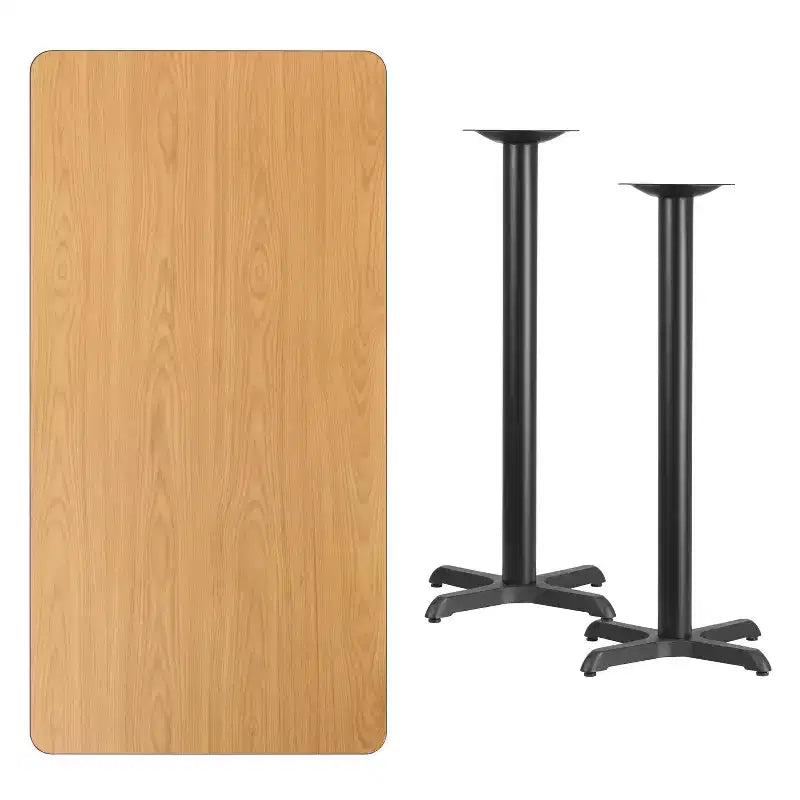 Flash Furniture Plateau de table rectangulaire en stratifié 30'' x 60'' avec bases de table de hauteur bar 22'' x 22''