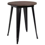 Flash Furniture 24 Round Metal Indoor Table with Rustic Wood Top