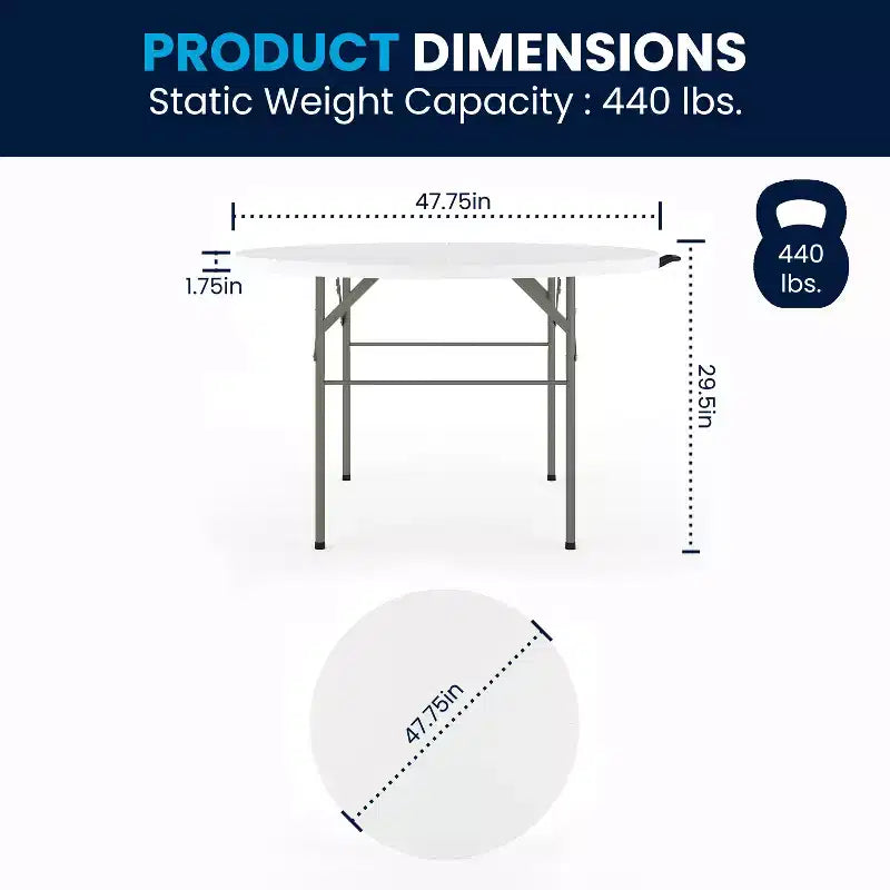 Table pliante de banquet et d'événement Flash Furniture Freeman ronde de 4 pieds en plastique blanc granit avec poignée de transport