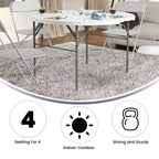 Table pliante de banquet et d'événement Flash Furniture Freeman ronde de 4 pieds en plastique blanc granit avec poignée de transport