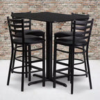 Ensemble table rectangulaire stratifiée Flash Furniture 24''L x 42''l avec 4 tabourets de bar en métal à dossier échelle
