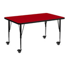Flash Furniture Mobile 30''W x 48''L Rectangular Thermal Laminate Activity Table - Height Adjustable Short Legs