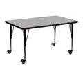 Flash Furniture Table d'activités rectangulaire mobile 30" l x 48" L en stratifié thermique - Pieds courts réglables en hauteur