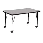 Flash Furniture Table d'activités rectangulaire mobile 30" l x 48" L en stratifié thermique - Pieds courts réglables en hauteur