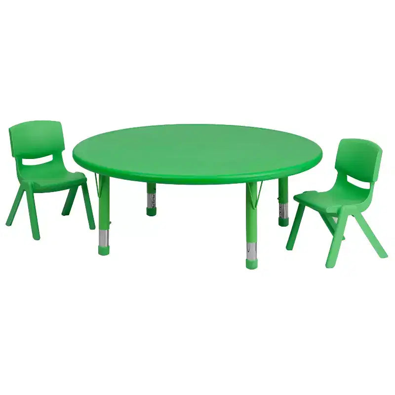 Flash Furniture Ensemble Table d'activités ronde en plastique de 45 po, réglable en hauteur, avec 2 chaises