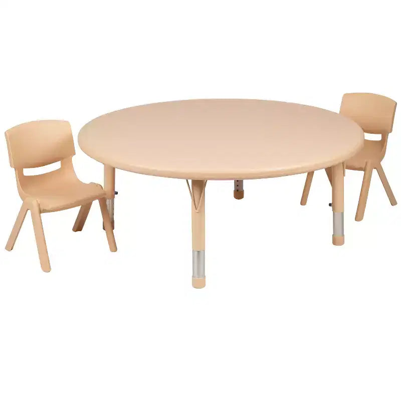 Flash Furniture Ensemble Table d'activités ronde en plastique de 45 po, réglable en hauteur, avec 2 chaises