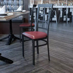 Chaise de restaurant Flash Furniture en métal noir avec dossier ajouré