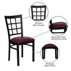 Chaise de restaurant Flash Furniture en métal noir avec dossier ajouré