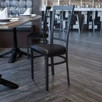 Chaise de restaurant Flash Furniture en métal noir avec dossier ajouré