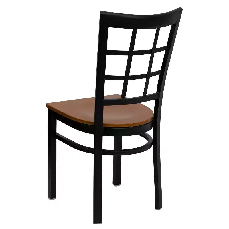 Chaise de restaurant Flash Furniture en métal noir avec dossier ajouré