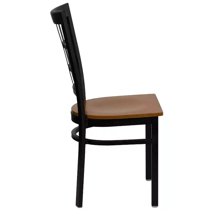 Chaise de restaurant Flash Furniture en métal noir avec dossier ajouré