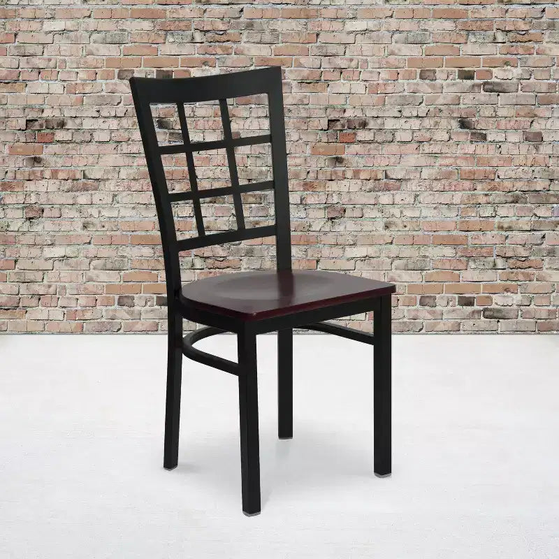 Chaise de restaurant Flash Furniture en métal noir avec dossier ajouré