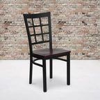 Chaise de restaurant Flash Furniture en métal noir avec dossier ajouré