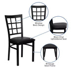 Chaise de restaurant Flash Furniture en métal noir avec dossier ajouré