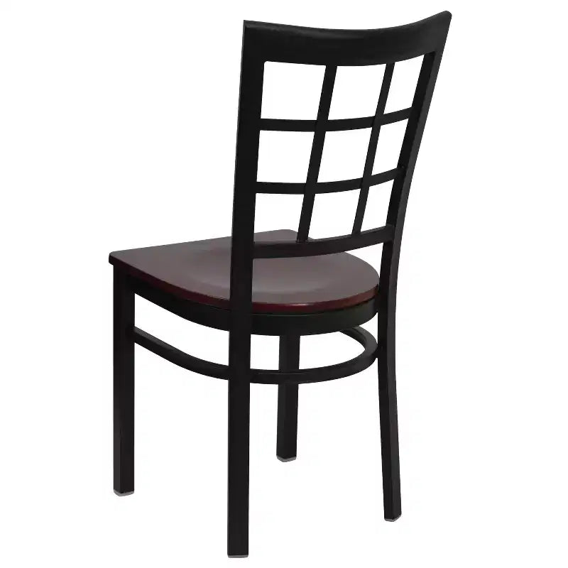 Chaise de restaurant Flash Furniture en métal noir avec dossier ajouré