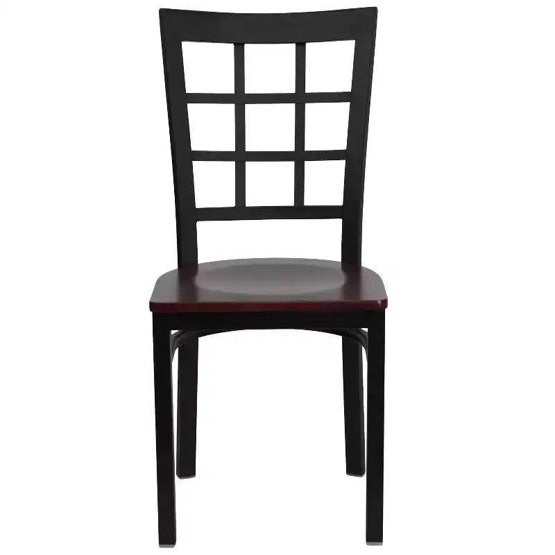 Chaise de restaurant Flash Furniture en métal noir avec dossier ajouré