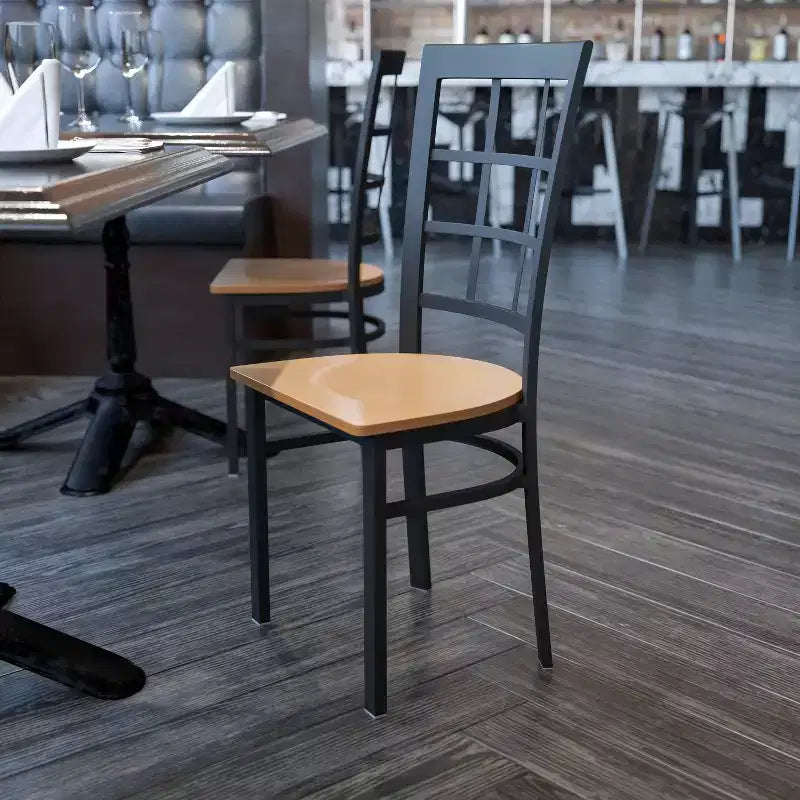 Chaise de restaurant Flash Furniture en métal noir avec dossier ajouré
