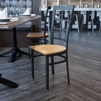 Chaise de restaurant Flash Furniture en métal noir avec dossier ajouré