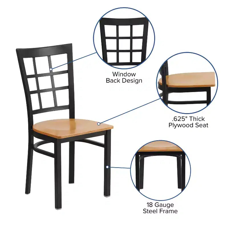 Chaise de restaurant Flash Furniture en métal noir avec dossier ajouré