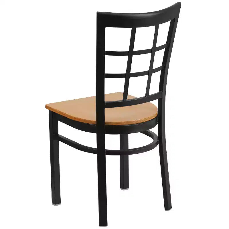 Chaise de restaurant Flash Furniture en métal noir avec dossier ajouré