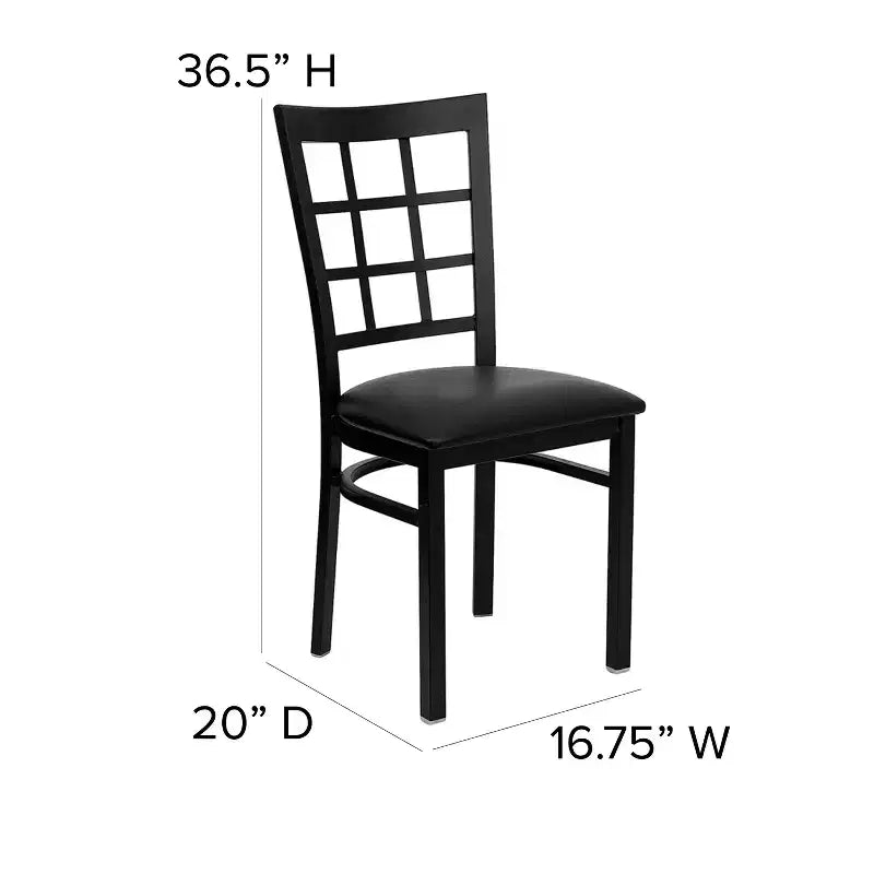 Chaise de restaurant Flash Furniture en métal noir avec dossier ajouré