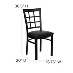 Chaise de restaurant Flash Furniture en métal noir avec dossier ajouré