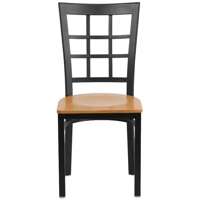 Chaise de restaurant Flash Furniture en métal noir avec dossier ajouré