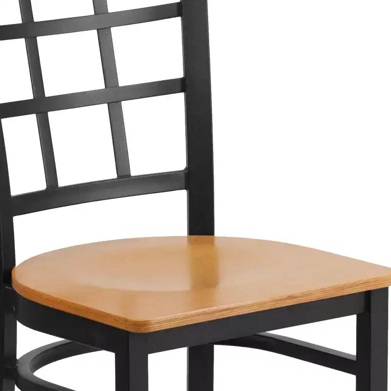 Chaise de restaurant Flash Furniture en métal noir avec dossier ajouré