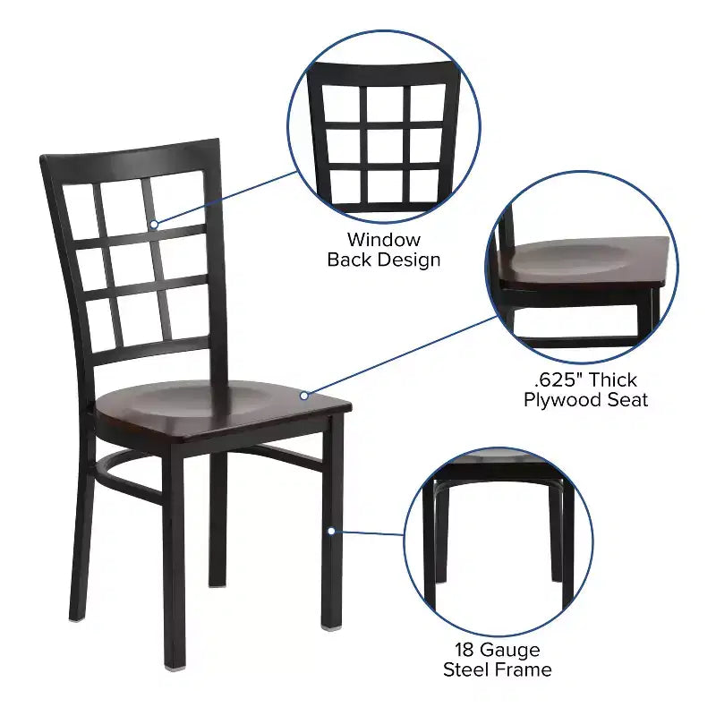 Chaise de restaurant Flash Furniture en métal noir avec dossier ajouré