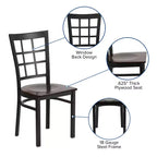 Chaise de restaurant Flash Furniture en métal noir avec dossier ajouré