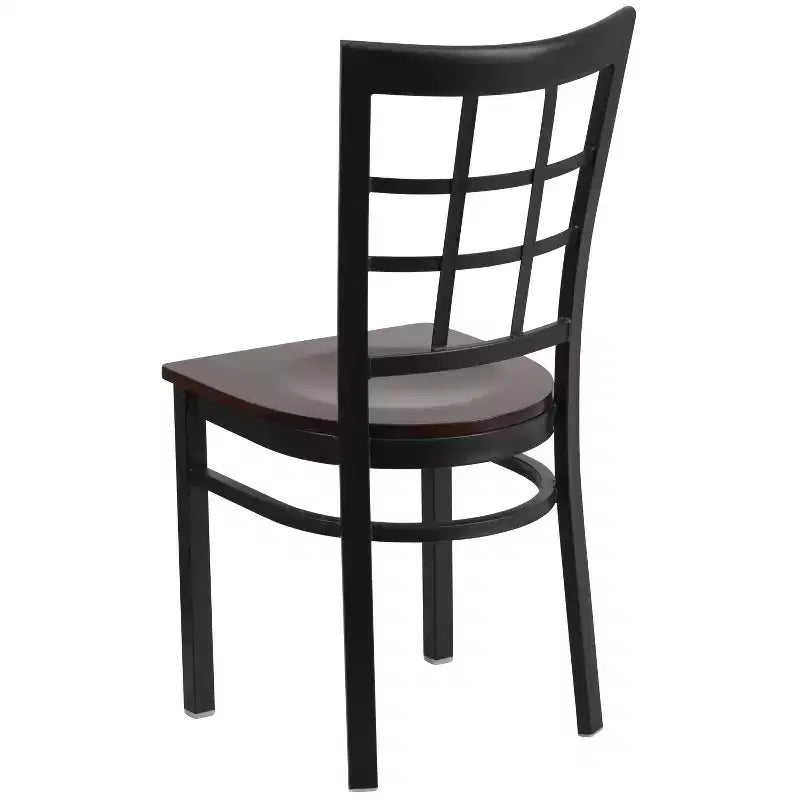 Chaise de restaurant Flash Furniture en métal noir avec dossier ajouré