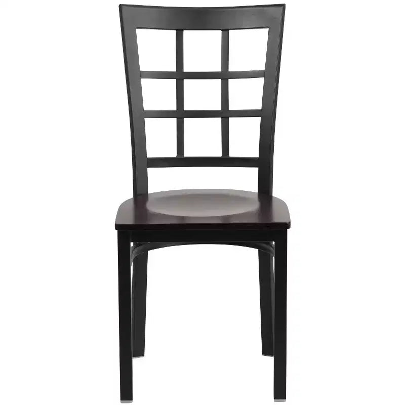Chaise de restaurant Flash Furniture en métal noir avec dossier ajouré