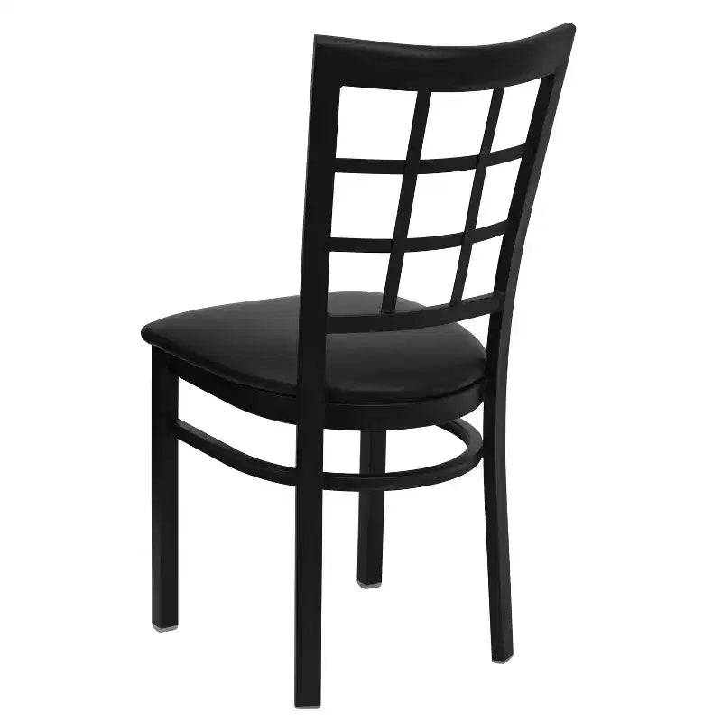 Chaise de restaurant Flash Furniture en métal noir avec dossier ajouré