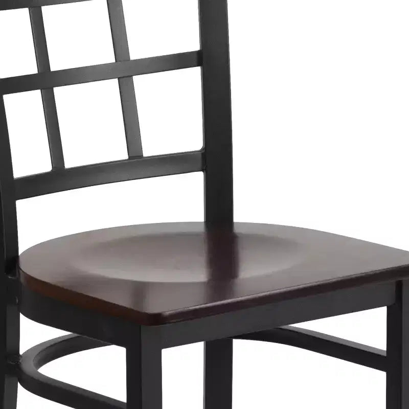 Chaise de restaurant Flash Furniture en métal noir avec dossier ajouré