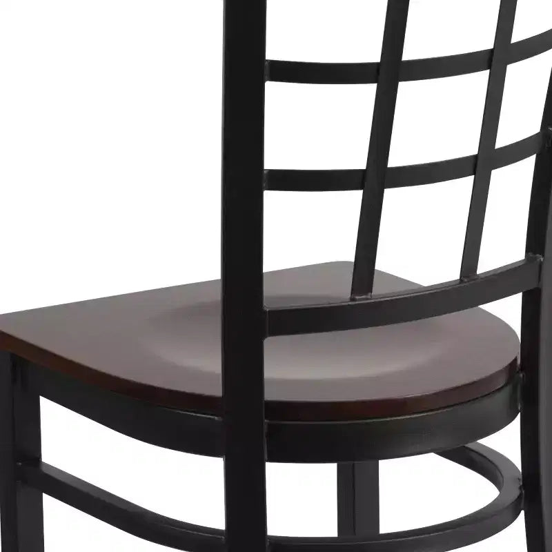 Chaise de restaurant Flash Furniture en métal noir avec dossier ajouré