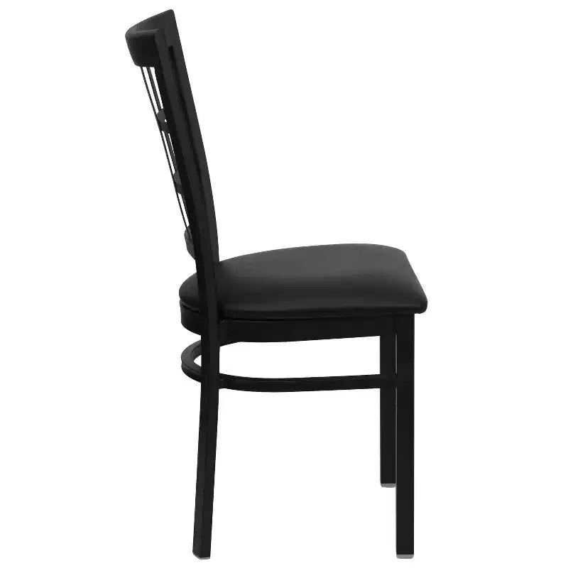 Chaise de restaurant Flash Furniture en métal noir avec dossier ajouré