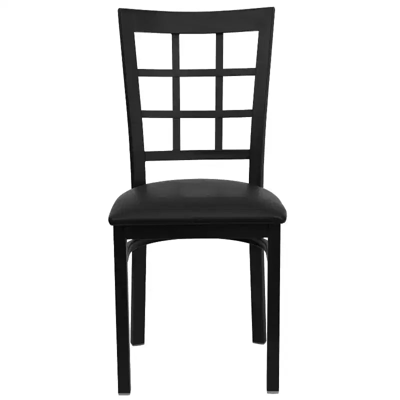 Chaise de restaurant Flash Furniture en métal noir avec dossier ajouré