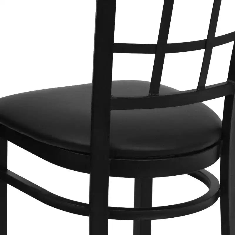Chaise de restaurant Flash Furniture en métal noir avec dossier ajouré