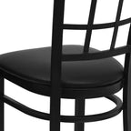 Chaise de restaurant Flash Furniture en métal noir avec dossier ajouré