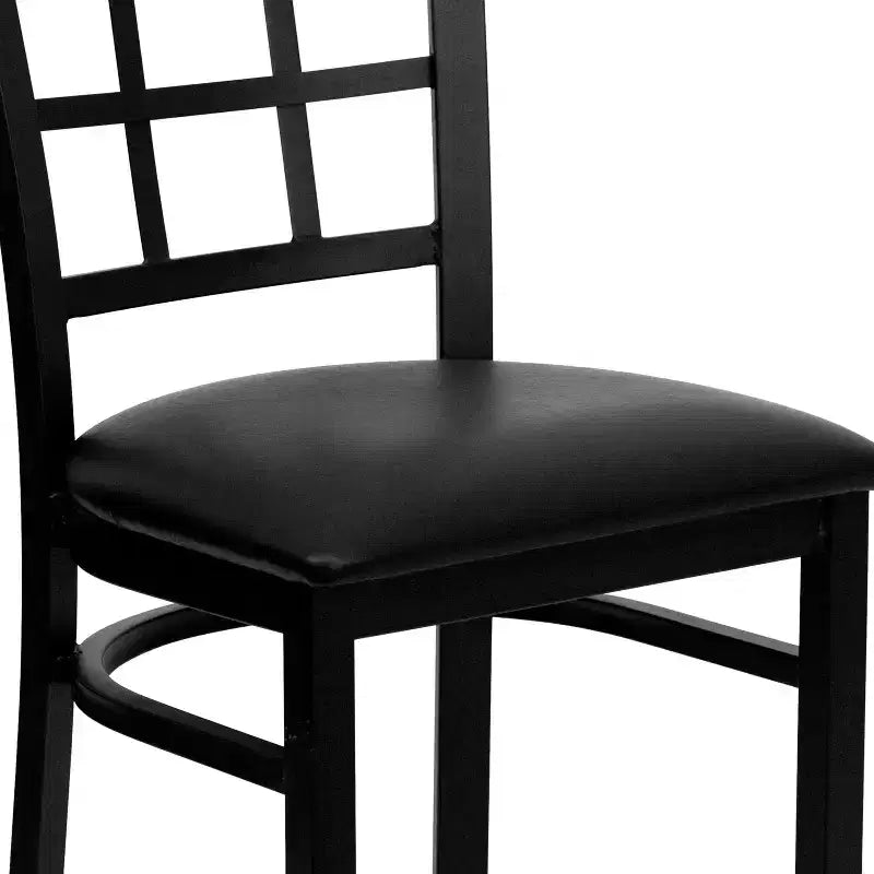 Chaise de restaurant Flash Furniture en métal noir avec dossier ajouré
