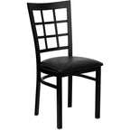 Chaise de restaurant Flash Furniture en métal noir avec dossier ajouré