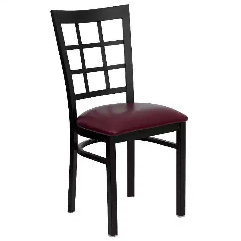 Chaise de restaurant Flash Furniture en métal noir avec dossier ajouré
