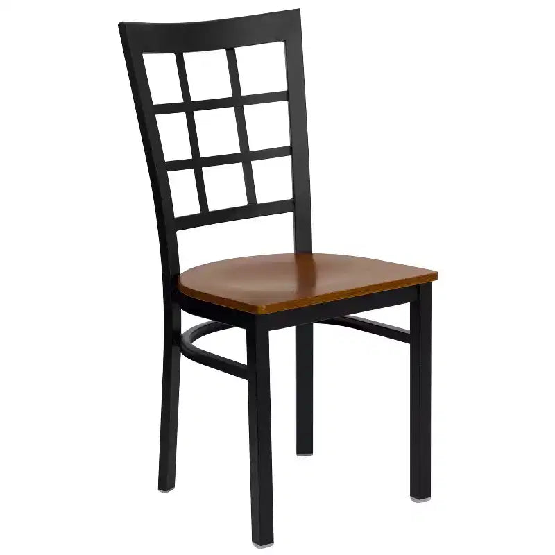 Chaise de restaurant Flash Furniture en métal noir avec dossier ajouré